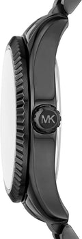 Michael Kors Lexington Lux Black Dial Black Steel Strap Watch For Women - MK7442