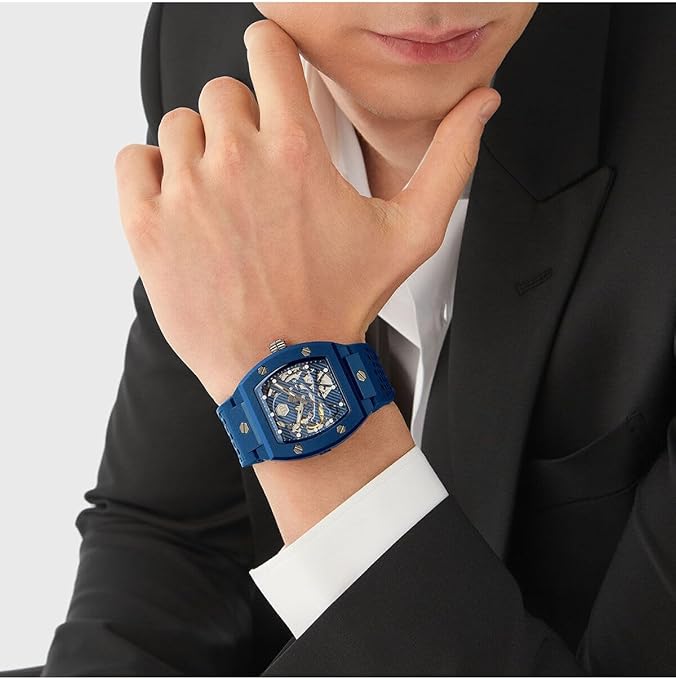 Philipp Plein The SKeleton Blue Dial Blue Silicone Strap Watch for Men  - PWVBA0323
