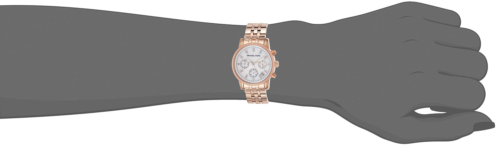 Michael Kors Damen White Dial Rose Gold Steel Strap Watch for Women - MK5026