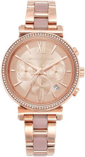 Michael Kors Sofie Chronograph Rose Gold Dial Rose Gold Steel Strap Watch For Women - MK6560