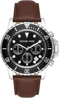 Michael Kors Everest Chronograph Black Dial Brown Leather Strap Watch For Men - MK9054