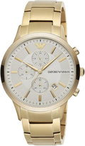 Emporio Armani Renato Chronograph White Dial Gold Steel Strap Watch For Men - AR11332