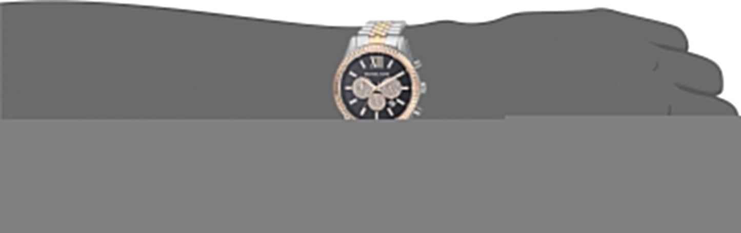 Michael Kors Lexington Chronograph Crystals Black Dial Two Tone Steel Strap Watch for Men - MK8714