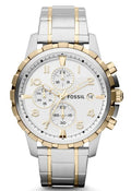 Fossil Dean Chronograph White Dial Silver Steel Strap Watch for Men - FS4795