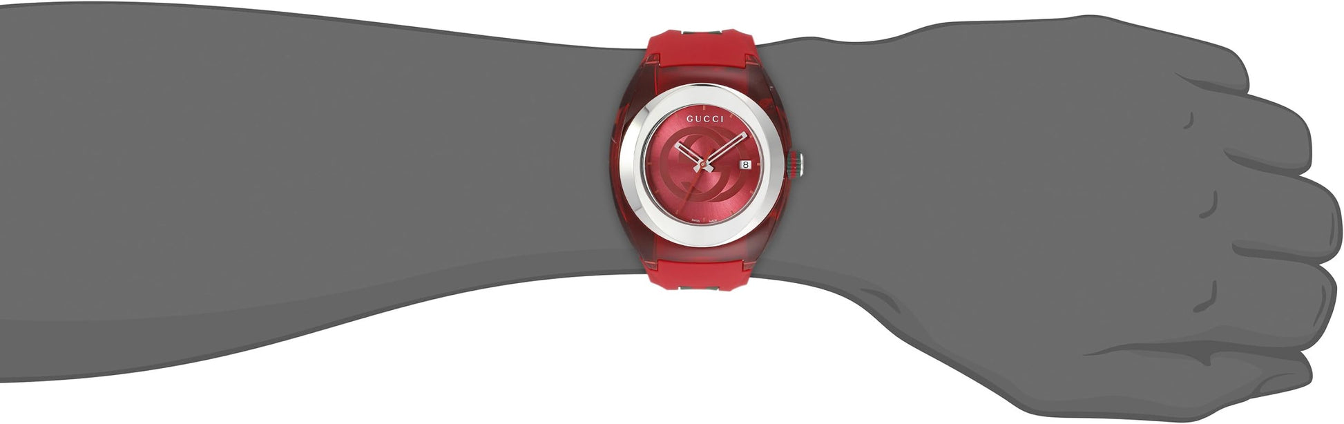Gucci Sync XXL Quartz Red Dial Red Rubber Strap Unisex Watch -  YA137103