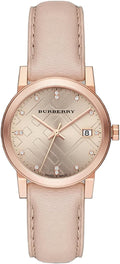 Burberry The City Diamonds Beige Dial Beige Leather Strap Watch for Women - BU9131