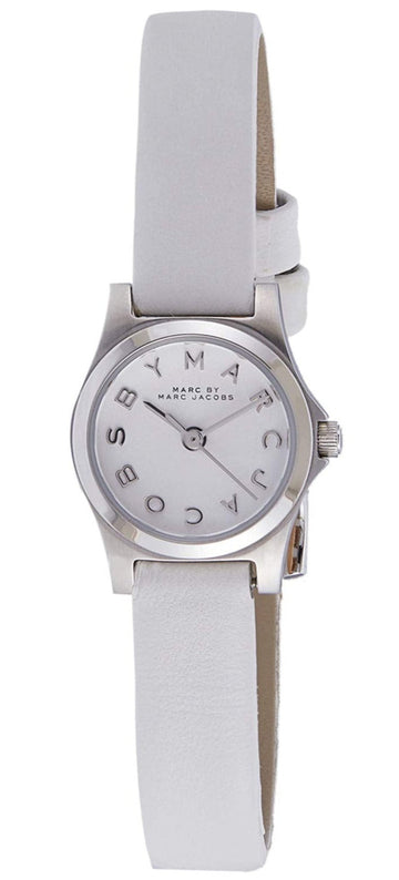 Marc Jacobs Henry Dinky White Dial White Leather Strap Watch for Women - MBM1234