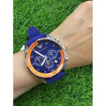 Emporio Armani Chronograph Blue Dial Blue Rubber Strap Watch For Men - AR5864