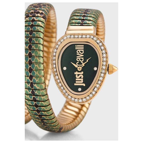 Just Cavalli Doppio Green Dial Multicolor Steel Strap Watch for Women - JC1L163M0055