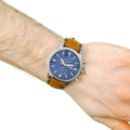 Fossil Townsman Chronograph Blue Dial Brown Leather Strap Watch for Men - FS5279