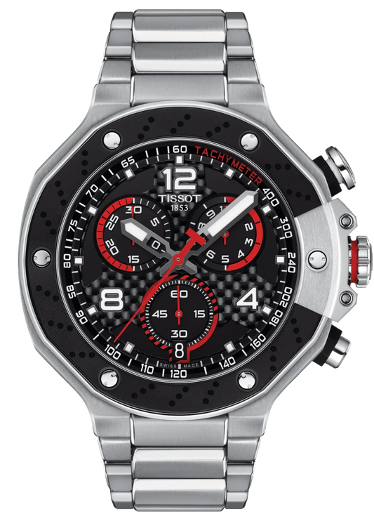Tissot T Race Moto GP Limited Edition Chronograph Black Dial Silver Steel Strap Watch for Men - T141.417.11.057.00