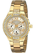 Guess Viva Diamonds Gold Dial Gold Steel Strap Watch for Women - W0111L2