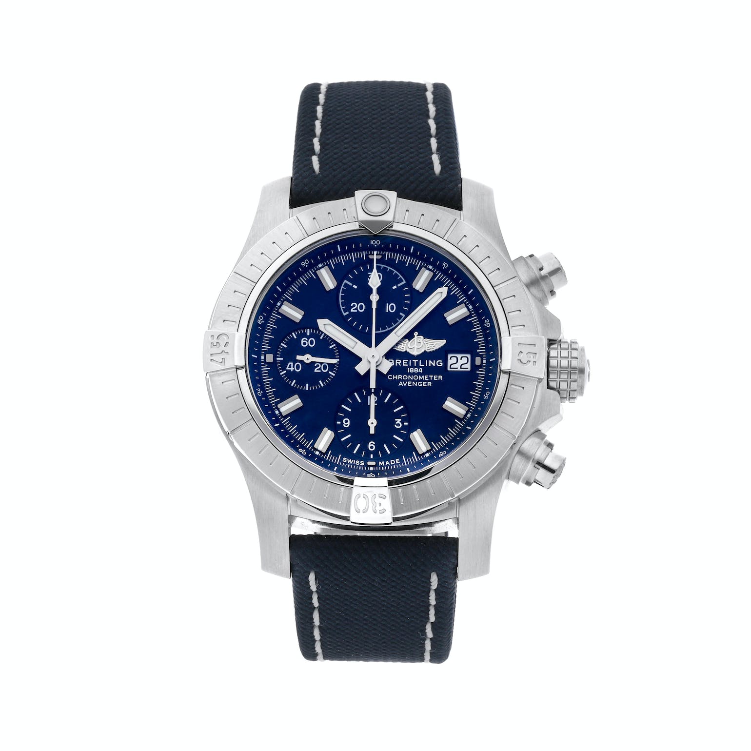Breitling Avenger Chronograph 43 Blue Dial Blue Nylon Strap Watch for Men - A13385101C1X1