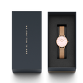 Daniel Wellington Petite Melrose Mother of Pearl Pink Dial Pink Mesh Strap Watch For Women - DW00100513