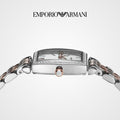 Emporio Armani Gianni T Bar White Mother Of Pearl Dial Two Tone Steel Strap Watch For Women - AR11519