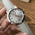Burberry Heritage Grey Dial Beige Leather Strap Unisex Watch - BU1754