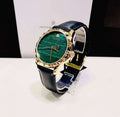 Gucci Le Marche Des Merveilles Quartz Green Dial Black Leather Strap Watch For Women - YA126463