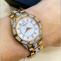 Bulova Crystal Mother of Pearl Dial Rose Gold Steel Strap Watch for Women - 98L197