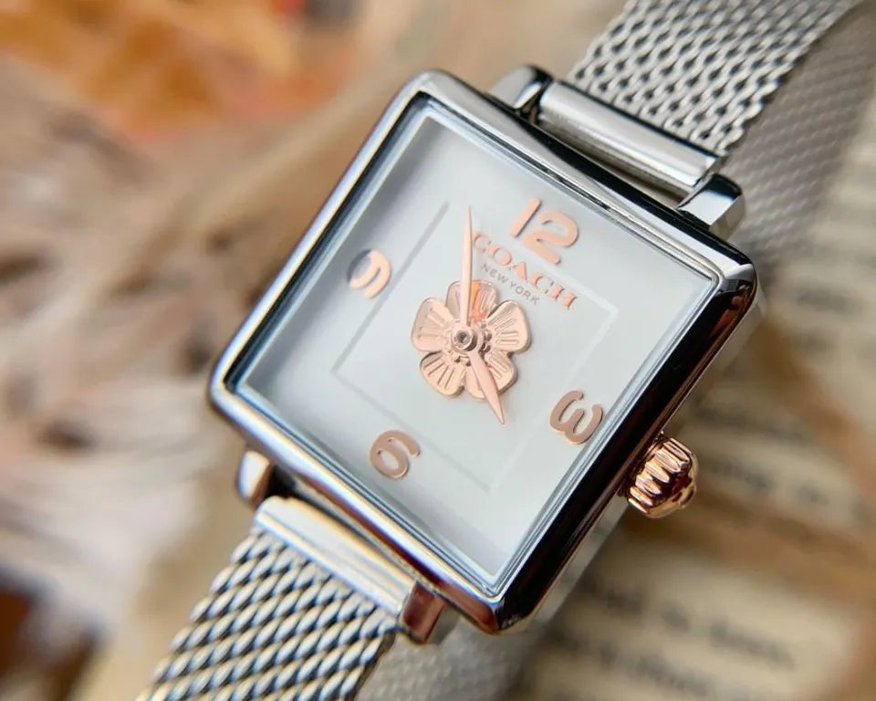 Coach Cass White Dial Silver Mesh Bracelet Watch for Women - 14503697