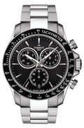 Tissot V8 Quartz Chronograph Black Dial Silver Steel Strap Watch For Men - T106.417.11.051.00