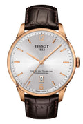 Tissot Chemin Des Tourelles Powermatic 80 Silver Dial Brown Leather Strap Watch For Men - T099.407.36.037.00