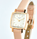 Tissot T Lady Lovely Square White Dial Pink Leather Strap Watch For Women - T058.109.36.031.00