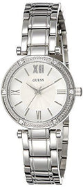 Guess Park Ave White Dial Silver Steel Strap Watch for Women - W0767L1