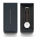Daniel Wellington Classic Petite York White Dial Brown Leather Strap Watch For Women - DW00100244