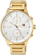 Tommy Hilfiger Chase Quartz White Dial Gold Steel Strap Watch for Men - 1791576