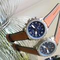 Fossil Bowman Chronograph Blue Dial Brown Leather Strap Watch for Men - FS5602