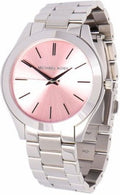 Michael Kors Slim Runway Quartz Pink Dial Silver Steel Strap Watch For Women - MK3380