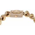 Michael Kors Chain Lock Pave Gold Dial Gold Steel Strap Watch For Women - MK4711