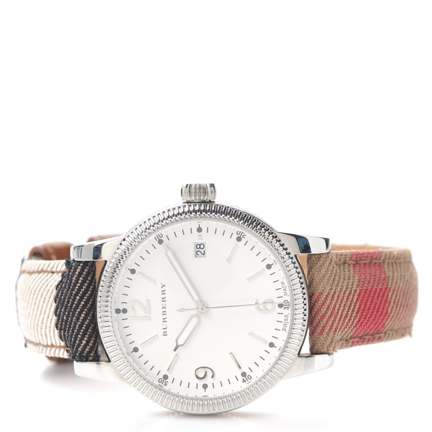 Burberry Utilitarian White Dial Multicolor Leather Strap Watch for Women - BU7824