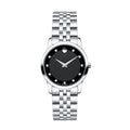 Movado Museum Classic Black Dial Silver Steel Strap Watch For Women - 0606858