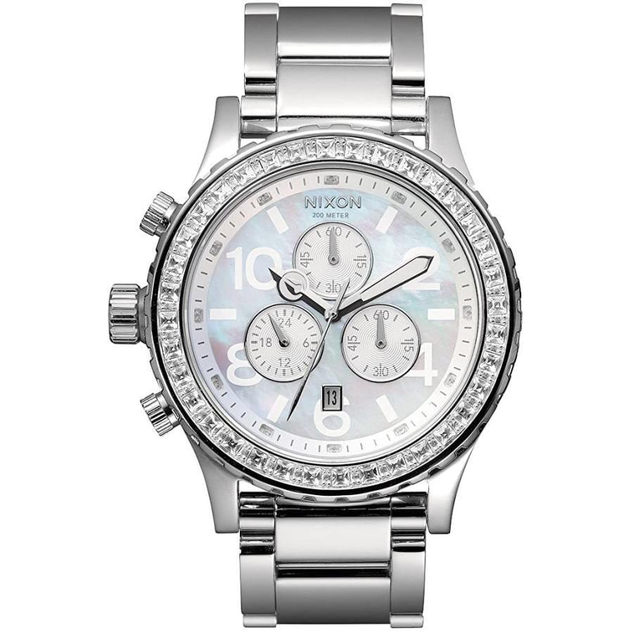 Nixon 42-20 Chrono Silver Dial Silver Steel Strap Watch for Men - A037-710