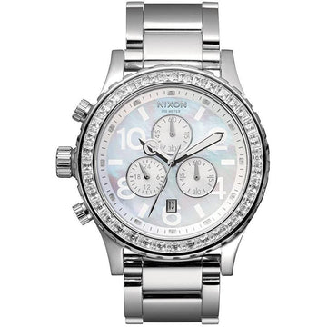 Nixon 42-20 Chrono Silver Dial Silver Steel Strap Watch for Men - A037-710