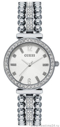 Guess Gala Diamonds Silver Dial Silver Steel Strap Watch for Women - GW0401L1