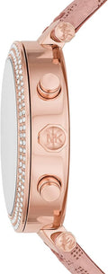 Michael Kors Parker Chronograph White Dial Pink Leather Strap Watch For Women - MK6935