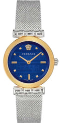 Versace Meander Blue Dial Silver Mesh Bracelet Watch for Women - VELW00520