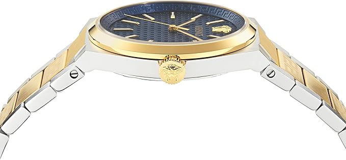 Versace V-Auria Quartz Blue Dial Two Tone Steel Strap Watch for Men - VE0F00325