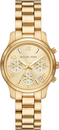 Michael Kors Runway Chronograph Gold Dial Gold Steel Strap Watch For Women - MK7326