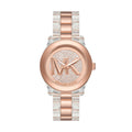 Michael Kors Runway Analog Crystals Rose Gold Dial Two Tone Steel Strap Watch for Women - MK7355