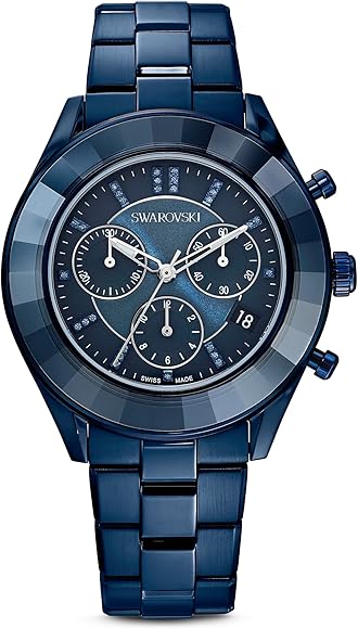 Swarovski Octea Lux Sport Chronograph Blue Dial Blue Steel Strap Watch for Women - 5610475