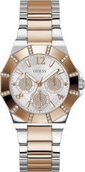 Guess Sunray Multifunction Crystals Silver Dial Two Tone Steel Strap Watch For Women - GW0616L3