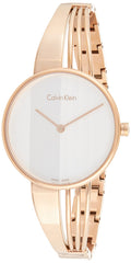 Calvin Klein Drift White Dial Rose Gold Steel Strap Watch for Women - K6S2N616