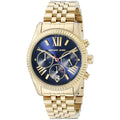 Michael Kors Lexington Chronograph Blue Dial Gold Steel Strap Watch For Women - MK6206