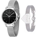 Calvin Klein Even Black Dial Silver Mesh Bracelet Watch for Women - K7B23121