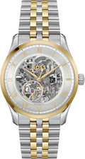 Hugo Boss Principle Skeleton Silver Dial Two Tone Steel Strap Watch for Men - 1514237