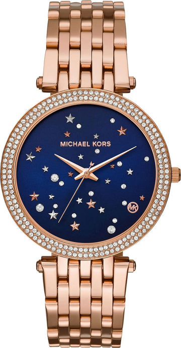Michael Kors Darci Blue Dial Rose Gold Steel Strap Watch for Women - MK3728