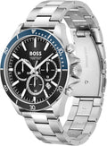 Hugo Boss Troper Chronograph Black Dial Silver Steel Strap Watch For Men - 1514101